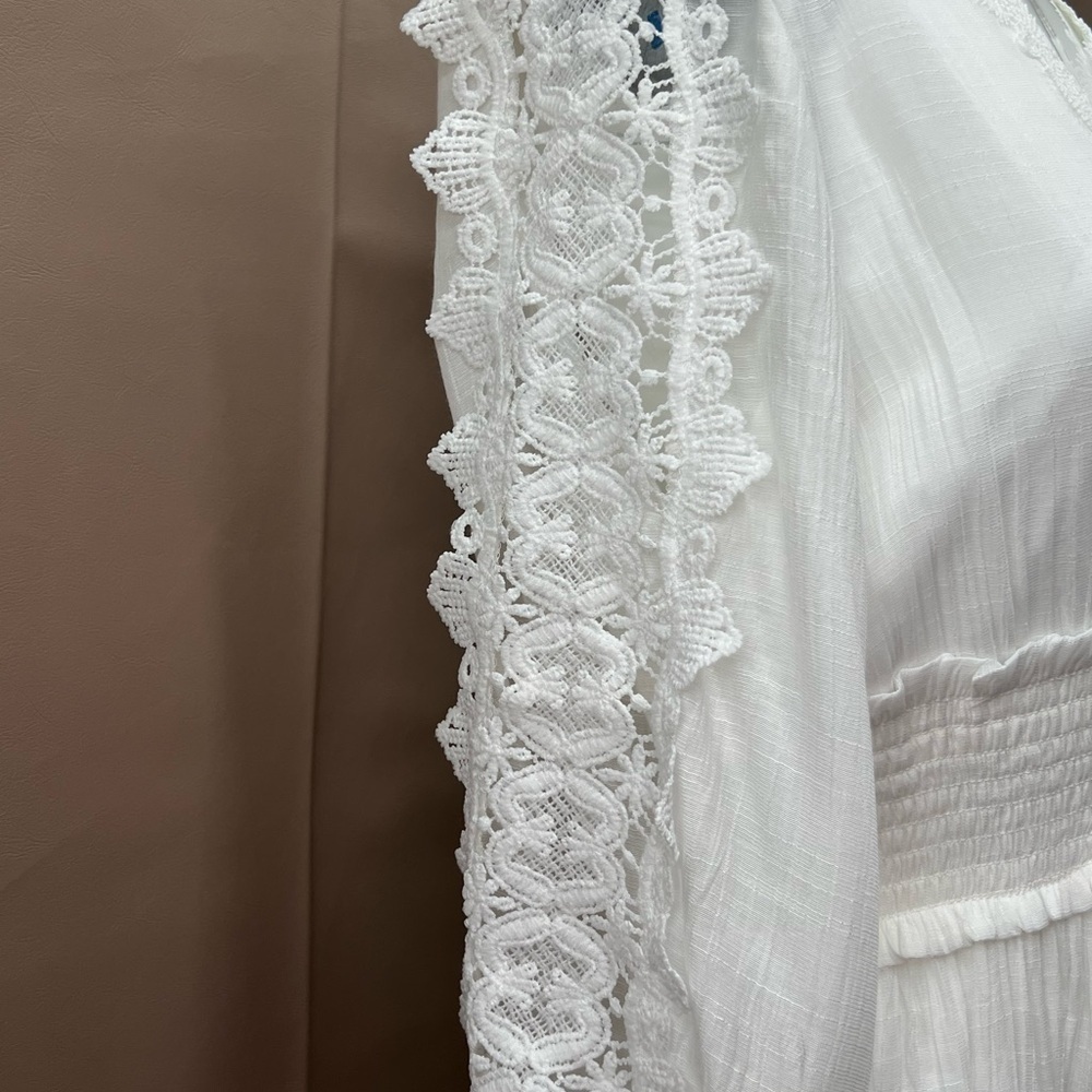 White Lace Detail Mini Dress - Picture 8 of 8